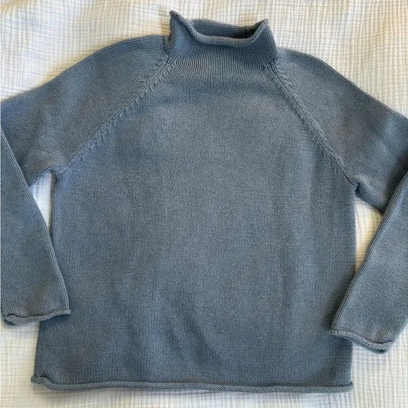 J. Crew Light Blue Roll Neck Cotton Sweater - Picture 2 of 7
